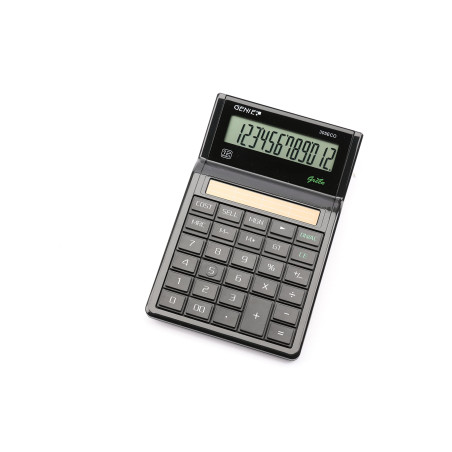 Genie 305 ECO Calculatrice écologique, uniquement à énergie solaire, fabriquée à partir de matériaux recyclés, 12 chiffres, noir