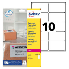 Avery - L7992-25 - 250 Étiquettes d'expédition ultra résistantes - 99,1x57 mm - Blanc