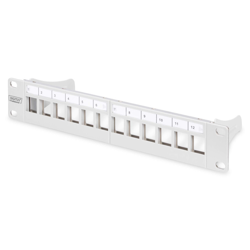 DIGITUS Panneau de brassage modulaire - 12 ports - 10 pouces montage en rack 1U - module Keystone panneau de distribution - blin