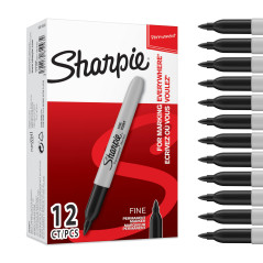 Sharpie marqueurs indélébiles | pointe fine | encre noir permanent | Boîte de 12