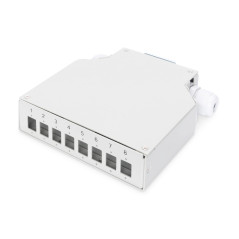 DIGITUS Boîte d'épissure Fibre Optique - Montage sur Rail DIN - 8 Ports - pour coupleurs LC Duplex - boîtier métallique