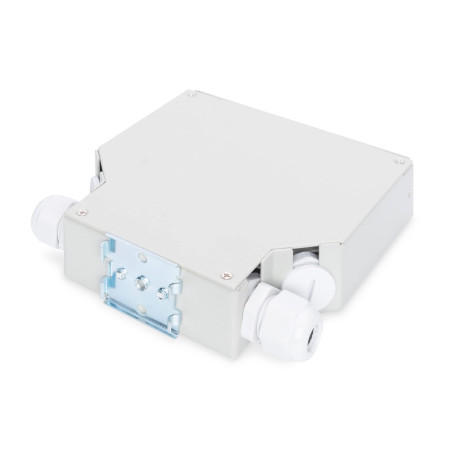 DIGITUS Boîte d'épissure Fibre Optique - Montage sur Rail DIN - 8 Ports - pour coupleurs LC Duplex - boîtier métallique