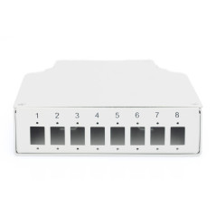 DIGITUS Boîte d'épissure Fibre Optique - Montage sur Rail DIN - 8 Ports - pour coupleurs LC Duplex - boîtier métallique