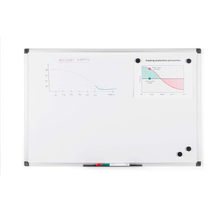 Bi-Office Maya Tableau blanc magnétique avec cadre en aluminium 60 x 45 cm Blanc