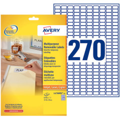 AVERY - 6750 Étiquettes Amovibles Blanches Personnalisables - Format 17,8 x 10mm - Impression Laser et Jet d'Encre