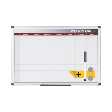 Bi-Office Planificateur Semaine, magnétique, cadre en aluminium, 60 x 45 cm