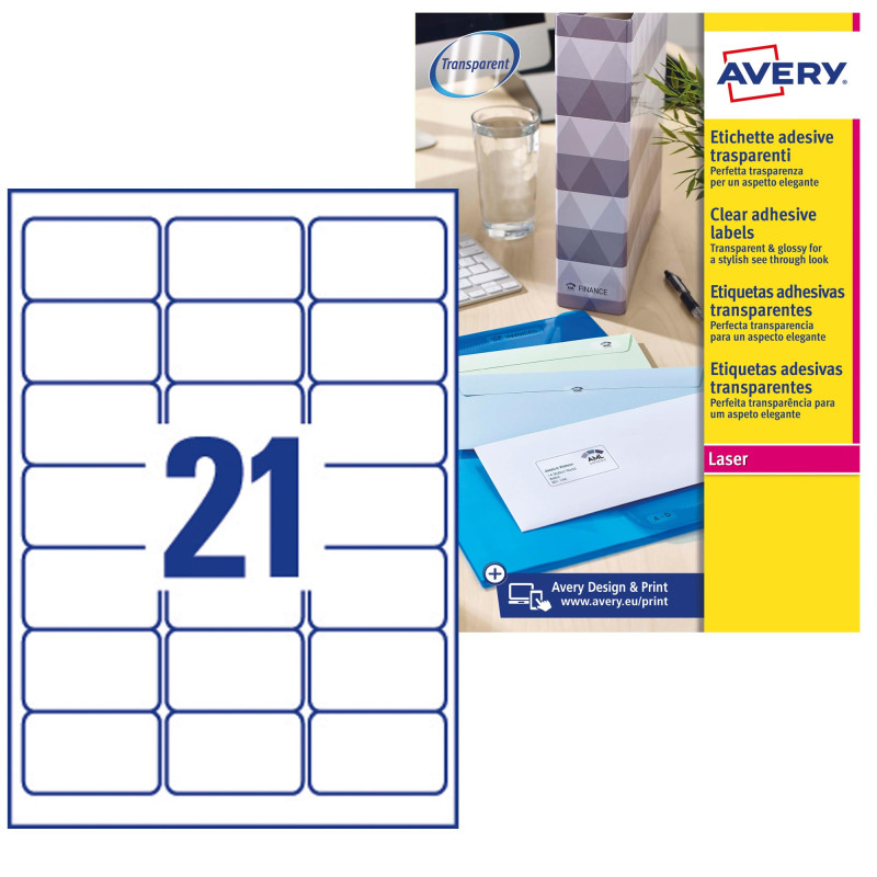 Avery Étiquettes adresse Laser Transparent (Import Royaume Uni) Avery Étiquettes adresse Laser Transparent (Import Royaume Uni)
