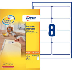 AVERY - 200 Étiquettes Amovibles Blanches Personnalisables - Format 96 x 63, 5 mm - Impression Laser et Jet d'Encre