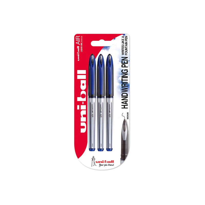 Uniball Air UB-188-L Pack de 3 Stylos à bille encre permanente pointe sensation stylo plume Bleu Uniball Air UB-188-L Pack de 3 Stylos à bille encre permanente pointe sensation stylo plume Bleu