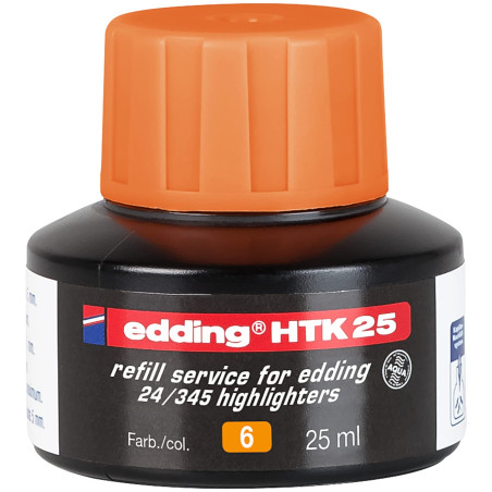 edding HTK 25 recharge d'encre - orange - 25 ml - avec système capillaire, idéal pour recharger proprement et simplement les sur