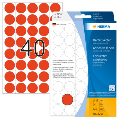 Herma 2256 Étiquettes universelles support perforé diamètre 19 mm 960 pièces Rouge fluo