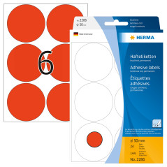 Herma 2286 Étiquettes universelles diamètre 50 mm 144 pièces Rouge