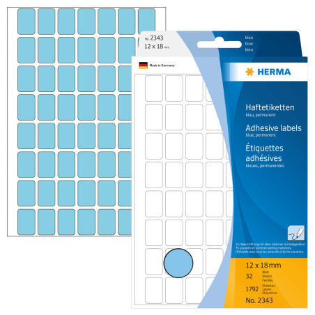 Herma 2343 Étiquettes universelles 12 x 18 mm 1792 pièces Bleu