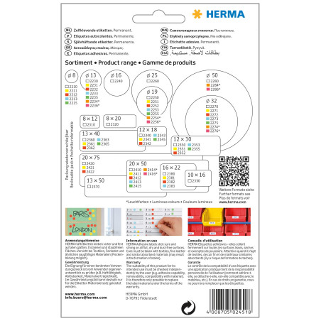 Herma 2451 Étiquettes universelles 25 x 40 mm 512 pièces Jaune