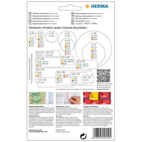Herma 2452 Étiquettes universelles 25 x 40 mm 512 pièces Rouge
