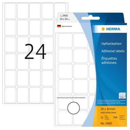Herma 2460 Étiquettes universelles 24 x 24 mm 768 pièces Blanc