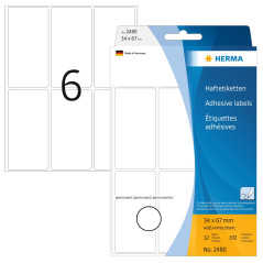 Herma 2480 Étiquettes universelles 34 x 67 mm 192 pièces Blanc