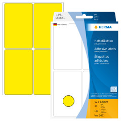Herma 2491 Étiquettes universelles 52 x 82 mm 128 pièces Jaune