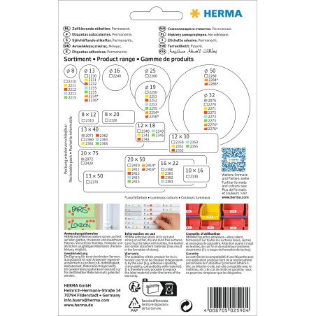 Herma 2590 Étiquettes universelles 40 x 75 mm 192 pièces Blanc