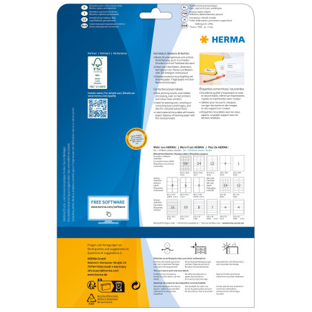Herma 4228 Étiquettes correction/couverte 97 x 42,3 A4 Blanc