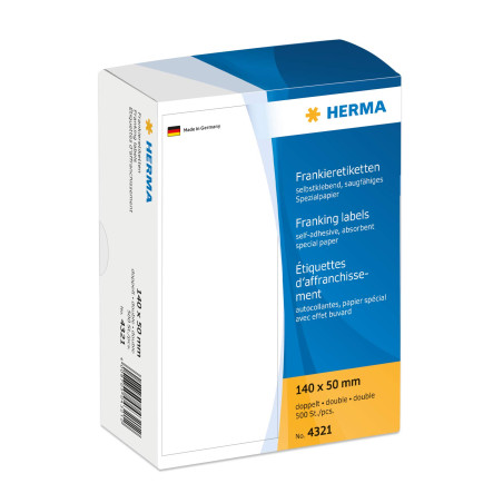 HERMA Etiquettes à affranchir, 140 x 50mm, doubles, blanches