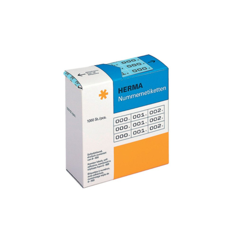 HERMA Lot de 3000 étiquettes numérotées de 0 à 999-3 000 pièces - 22 x 10 mm - Autocollantes - Mat - Triple séquentiel - En papi HERMA Lot de 3000 étiquettes numérotées de 0 à 999-3 000 pièces - 22 x 10 mm - Autocollantes - Mat - Triple séquentiel - En papi