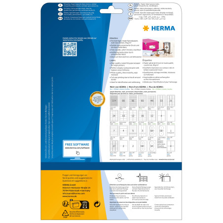 Herma 4820 Étiquettes jet d'encre 66 x 33,8 A4 600 pièces Blanc