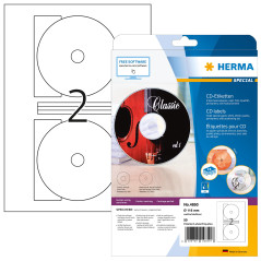 Herma 4850 Étiquettes maxi de CD jet d'encre diamètre 116 A4 50 pièces Blanc