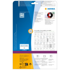 Herma 4850 Étiquettes maxi de CD jet d'encre diamètre 116 A4 50 pièces Blanc