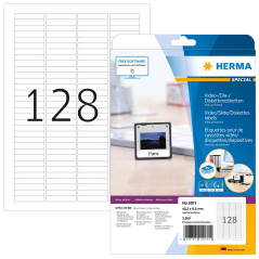 Herma 5071 Étiquettes de diapos 43,2 x 8,5 A4 3200 pièces Blanc