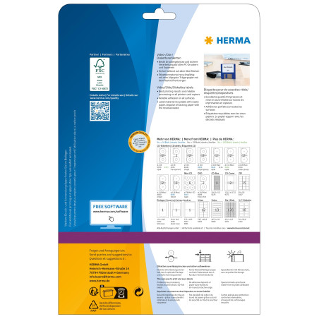 Herma 5071 Étiquettes de diapos 43,2 x 8,5 A4 3200 pièces Blanc