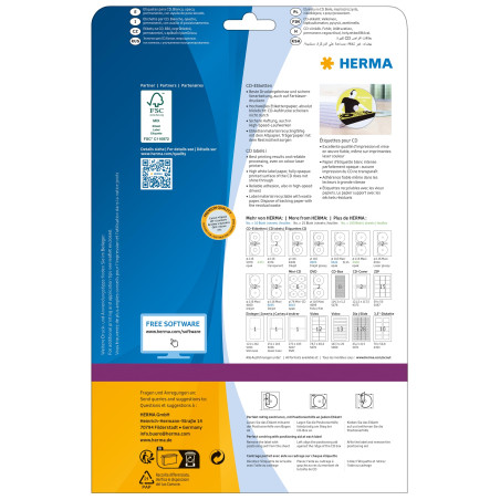Herma 5078 Étiquettes CD-Box 114,3 x 5,5 A4 Blanc