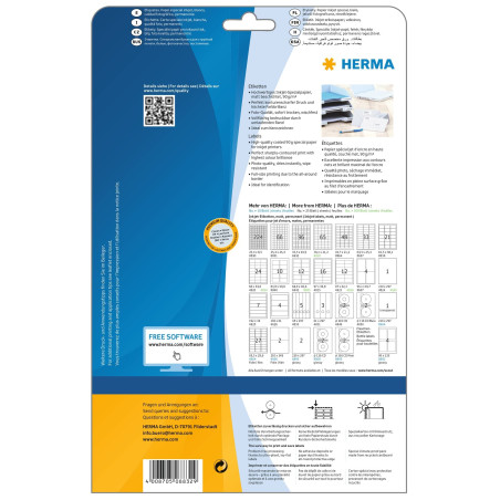 Herma 8832 Étiquettes jet d'encre 30,5 x 16,9 A4 2400 pièces Blanc