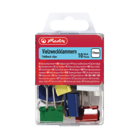 Herlitz Lot de 10 pinces multi-usages en métal 19 mm