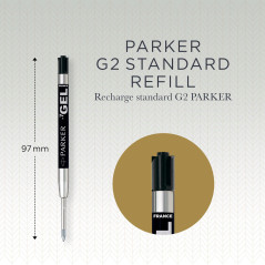 Parker recharges pour stylo gel | pointe moyenne (0,7 mm) | encre noire QUINK | lot de 2