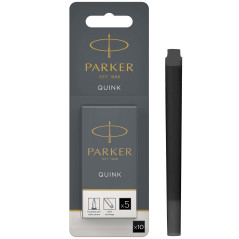 Parker cartouches d'encre pour stylo plume | longue | encre noire QUINK | Lot de10pk (emballage blister)