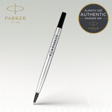 Parker recharges pour stylo roller | pointe moyenne | encre noire QUINK | lot de 2