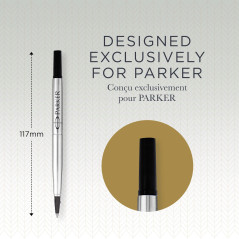Parker recharges pour stylo roller | pointe moyenne | encre noire QUINK | lot de 2