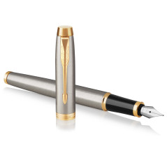 Parker IM stylo plume | métal brossé | pointe fine | coffret cadeau