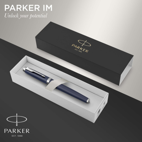 Parker IM stylo plume | bleu mat | pointe fine | coffret cadeau
