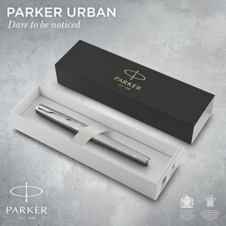 Parker Urban stylo-plume - Métro métallique - plume moyenne et encre bleue - coffret cadeau