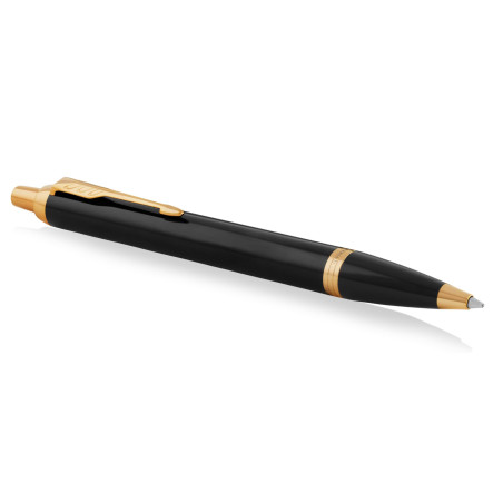 Parker IM stylo bille | laque noire avec attributs or | pointe moyenne| encre bleu | coffret cadeau