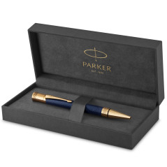 Parker stylo-bille Duofold Prestige Chevron Bleu - pointe moyenne - encre noire