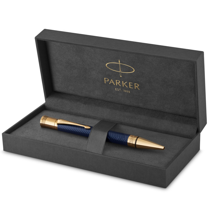 Parker stylo-bille Duofold Prestige Chevron Bleu - pointe moyenne - encre noire Parker stylo-bille Duofold Prestige Chevron Bleu - pointe moyenne - encre noire