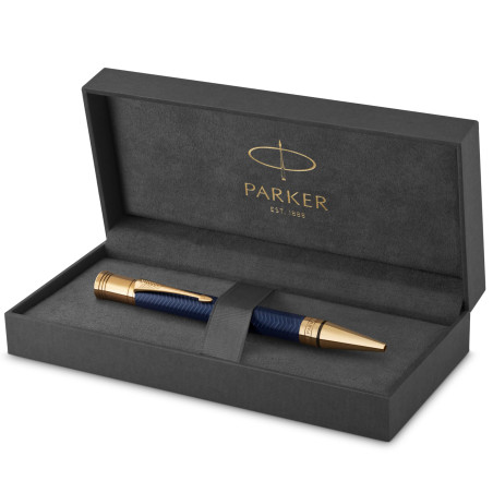 Parker stylo-bille Duofold Prestige Chevron Bleu - pointe moyenne - encre noire