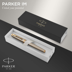 Parker IM stylo roller IM | métal brossé | pointe fine | encre noir | coffret cadeau