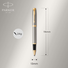 Parker IM stylo roller IM | métal brossé | pointe fine | encre noir | coffret cadeau