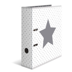 HERMA Motif classeur à levier A4 Étoiles Blanc á points, dos de 7 cm, en carton robuste, imprimé entièrement à l'extérieur et à