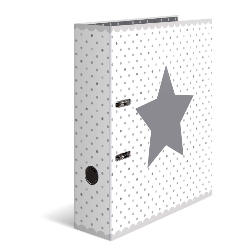 HERMA Motif classeur à levier A4 Étoiles Blanc á points, dos de 7 cm, en carton robuste, imprimé entièrement à l'extérieur et à HERMA Motif classeur à levier A4 Étoiles Blanc á points, dos de 7 cm, en carton robuste, imprimé entièrement à l'extérieur et à