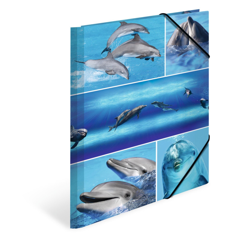 HERMA Chemises à élastique Animaux avec motif Dauphins, A4, carton robuste, avec impression intérieure, 1 porteé de chemise HERMA Chemises à élastique Animaux avec motif Dauphins, A4, carton robuste, avec impression intérieure, 1 porteé de chemise